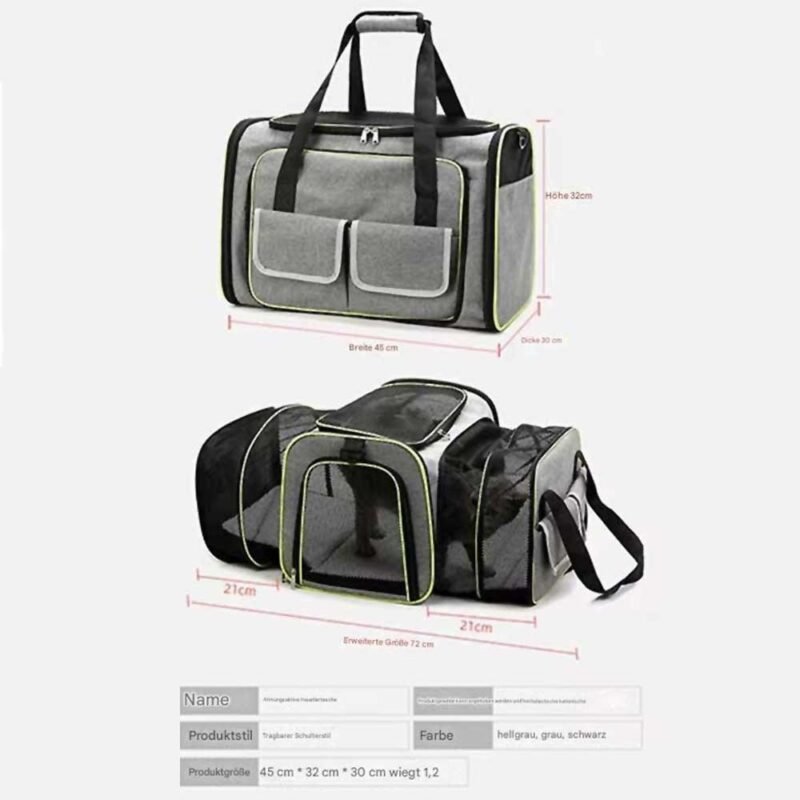 Katze Tasche Faltbare und Erweiterbar Haustier Tasche – Bild 3