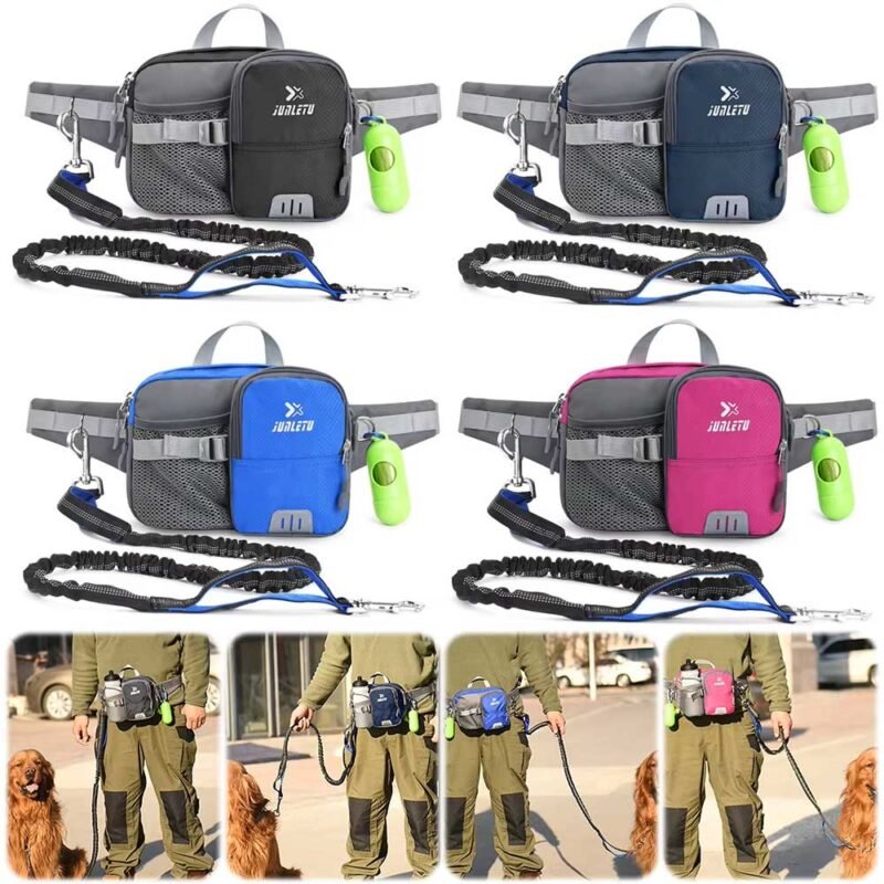 Freihändige einziehbare Hundeleine mit Gürteltasche für Spaziergänge für Hund – Bild 2