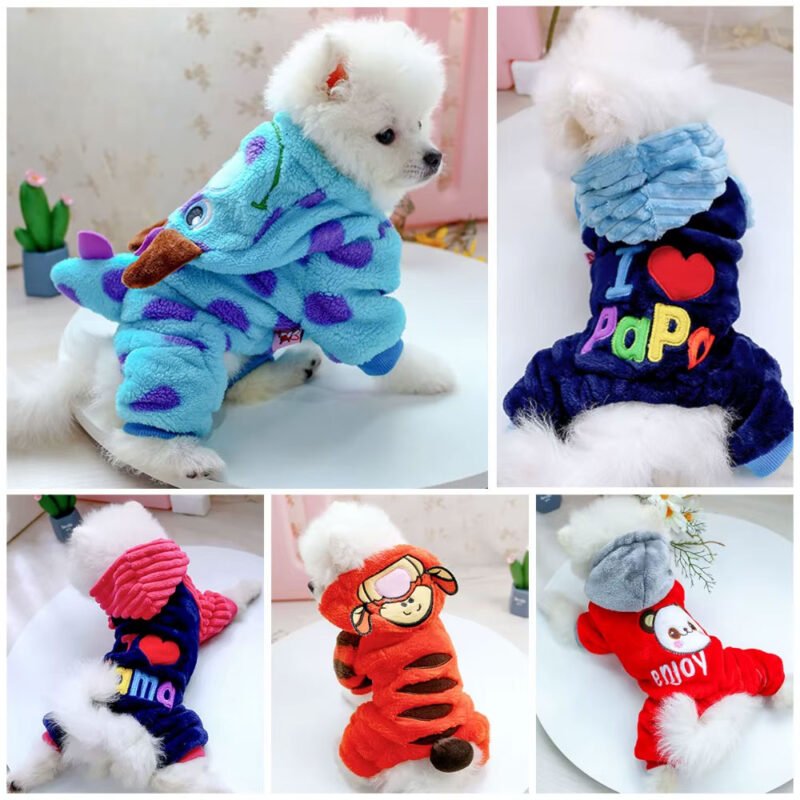 6 Stile Hund Herbst Winter verdickt warm Kapuzenmantel Haustier Kleidung