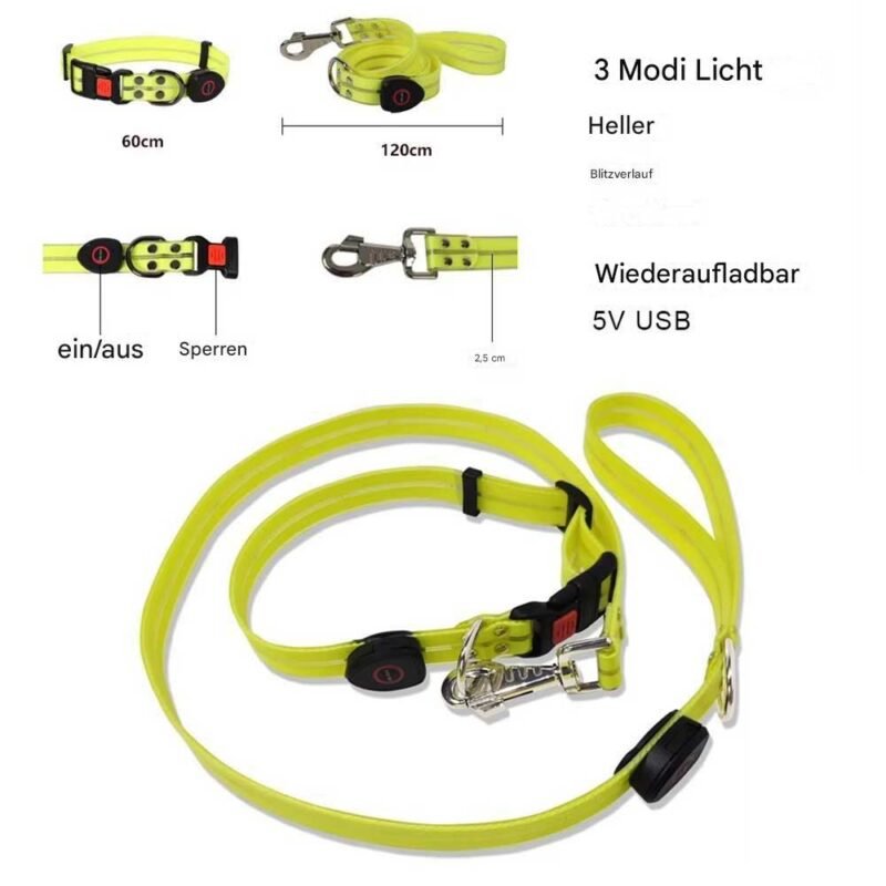 LED leuchten Hundeleine und halsband – Bild 3
