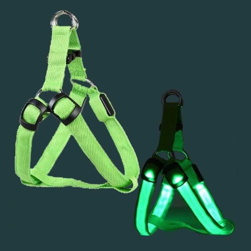 USB/ Batterie Verstellbares LED-Hundegeschirr ohne Zug leuchtendes Nylon-Brustband – Bild 13