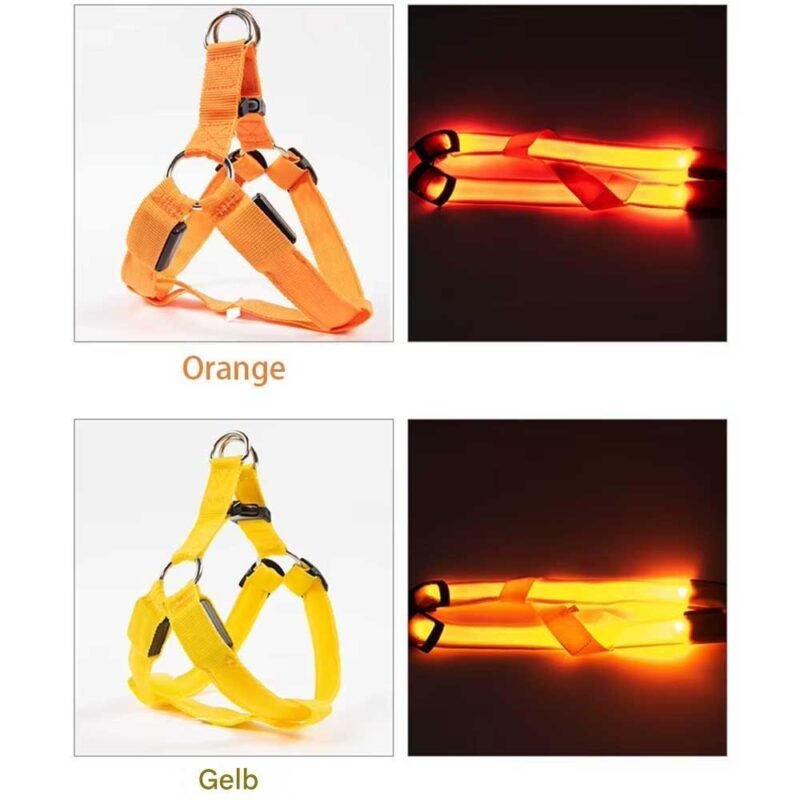 USB/ Batterie Verstellbares LED-Hundegeschirr ohne Zug leuchtendes Nylon-Brustband – Bild 7