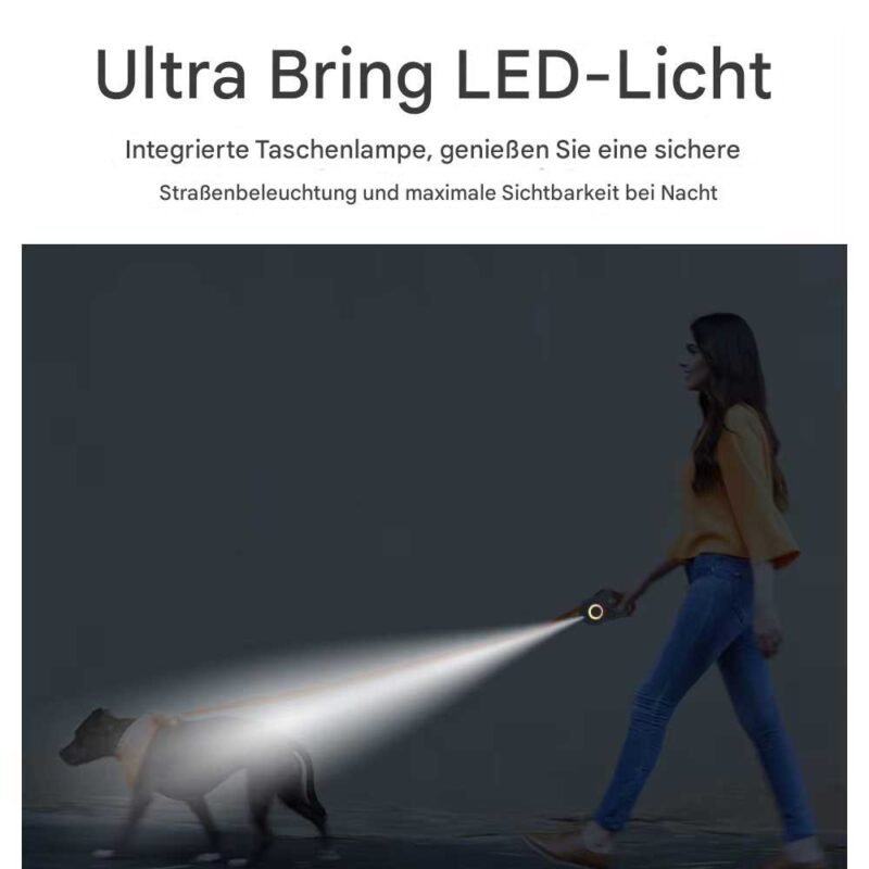 5m automatische einziehbare Hundeleine mit LED-Taschenlampe aus Nylon – Bild 3