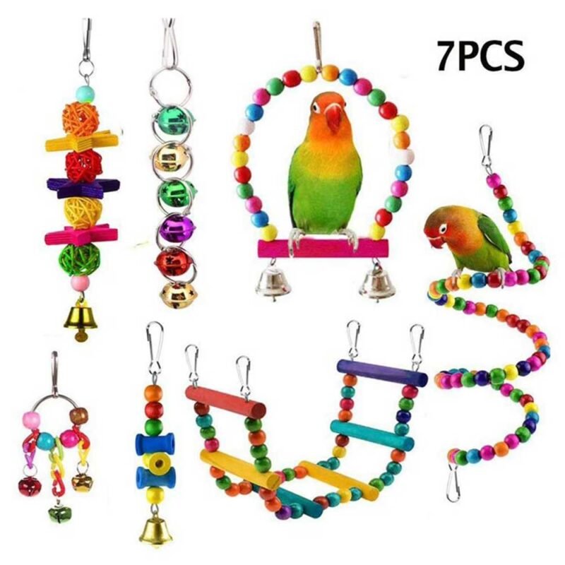 7 und 16 Packungen Spielzeugset für Papageien Vielzahl von Spielzeugen für Vogelkäfig zubehör sicheres – Bild 6