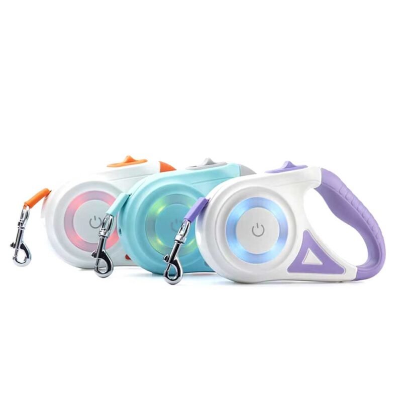 5m automatische einziehbare Hundeleine mit LED-Taschenlampe aus Nylon