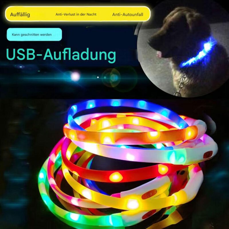 Silikon Led Hundehalsband USB Aufladbare Leuchtenden Hundehalsband Anti-Verloren