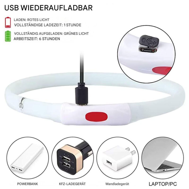 Silikon Led Hundehalsband USB Aufladbare Leuchtenden Hundehalsband Anti-Verloren – Bild 4
