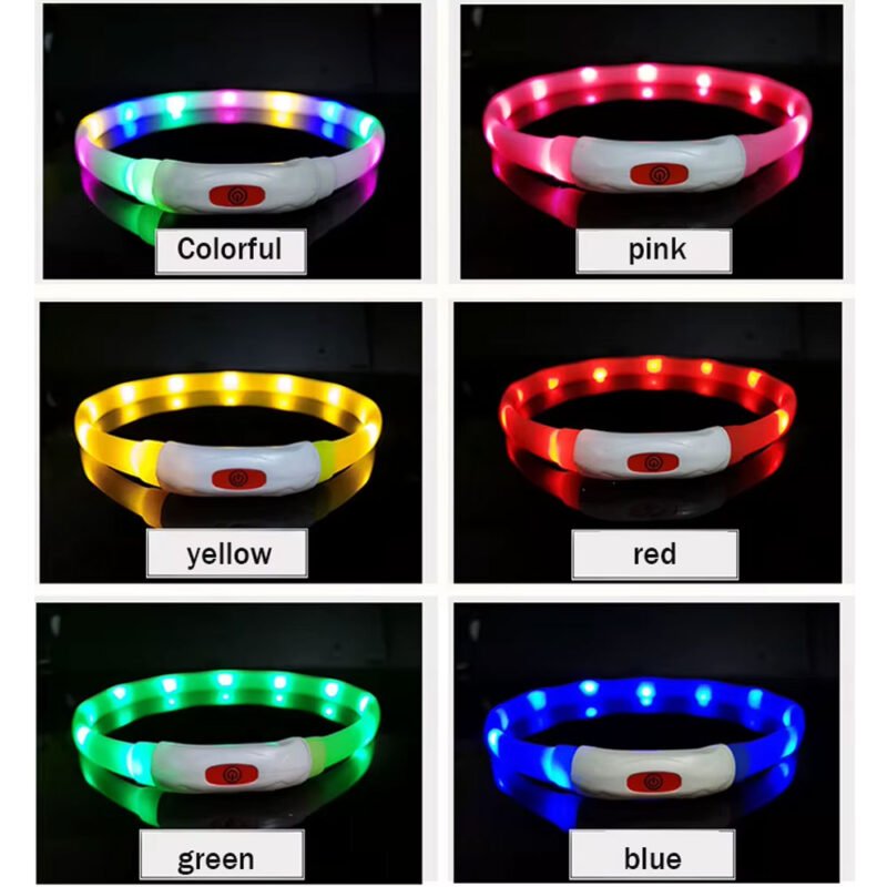 Silikon Led Hundehalsband USB Aufladbare Leuchtenden Hundehalsband Anti-Verloren – Bild 5